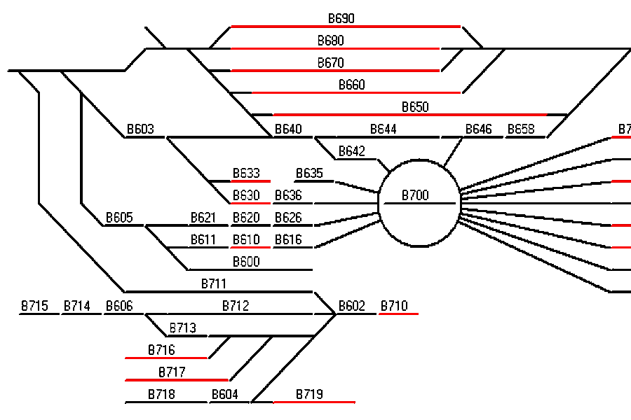 Bahnbetriebswerk Langenthal mit Abschnittsnummern